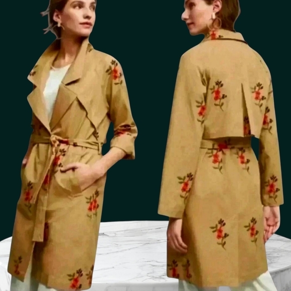Anthropologie Jackets & Blazers - NWOT Anthropologie Cartonnier Embroidered trenchcoat Size S